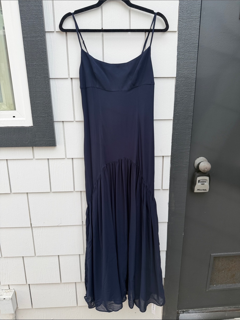 Reformation Catana Navy Slip Maxi Dress with Spaghetti Straps